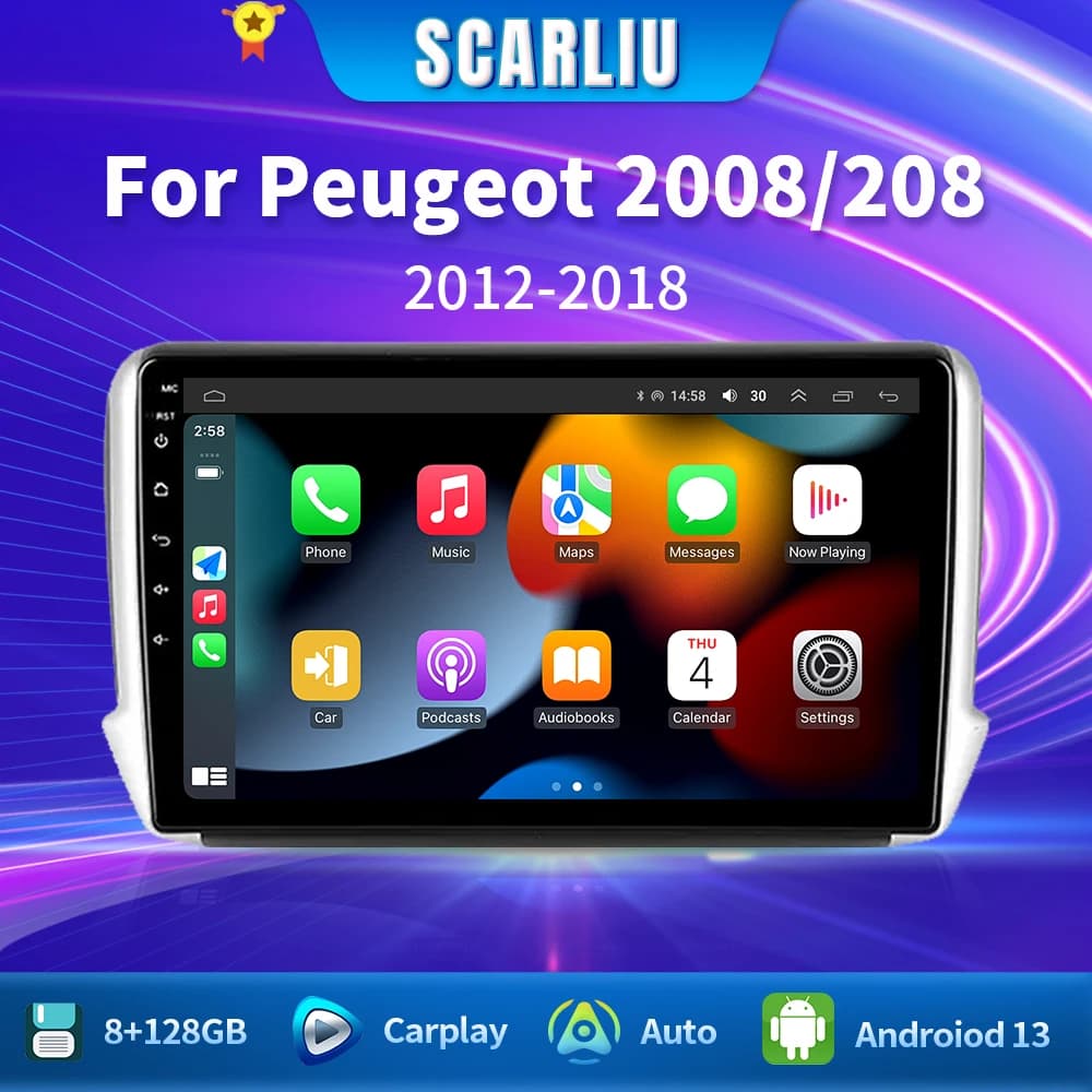 Android16 radio Per Peugeot 2008 208 Serie 2012-2018 Auto stereo Lettore Video Multimediale carplay Auto Navigazione GPS 2din No dvd
