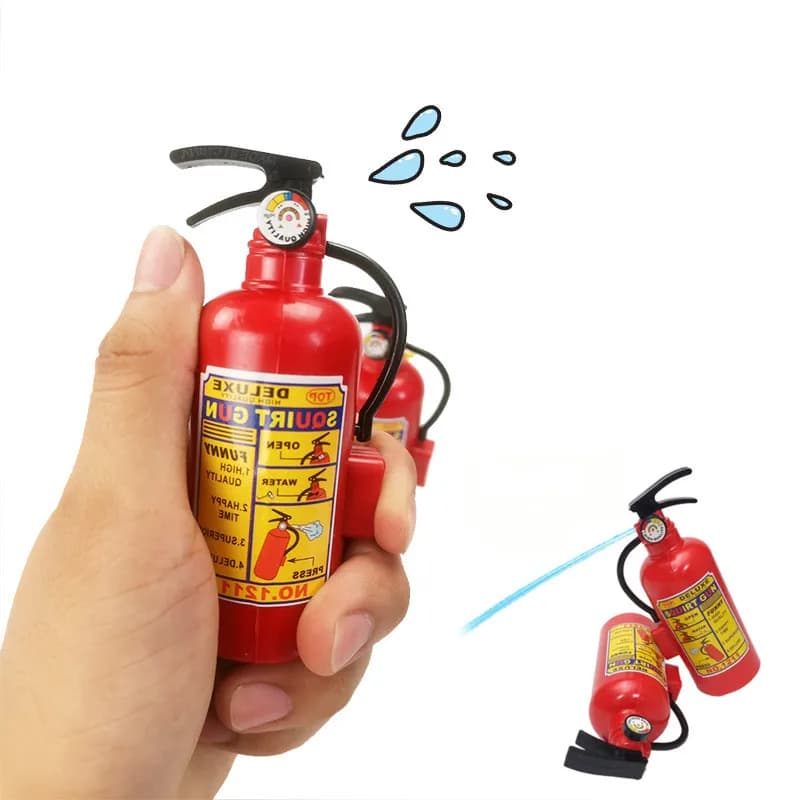Bambino divertente Mini estintore giocattoli intera persona scherzo regalo pistola ad acqua Spray acqua bambini vigili del fuoco puntelli professionali