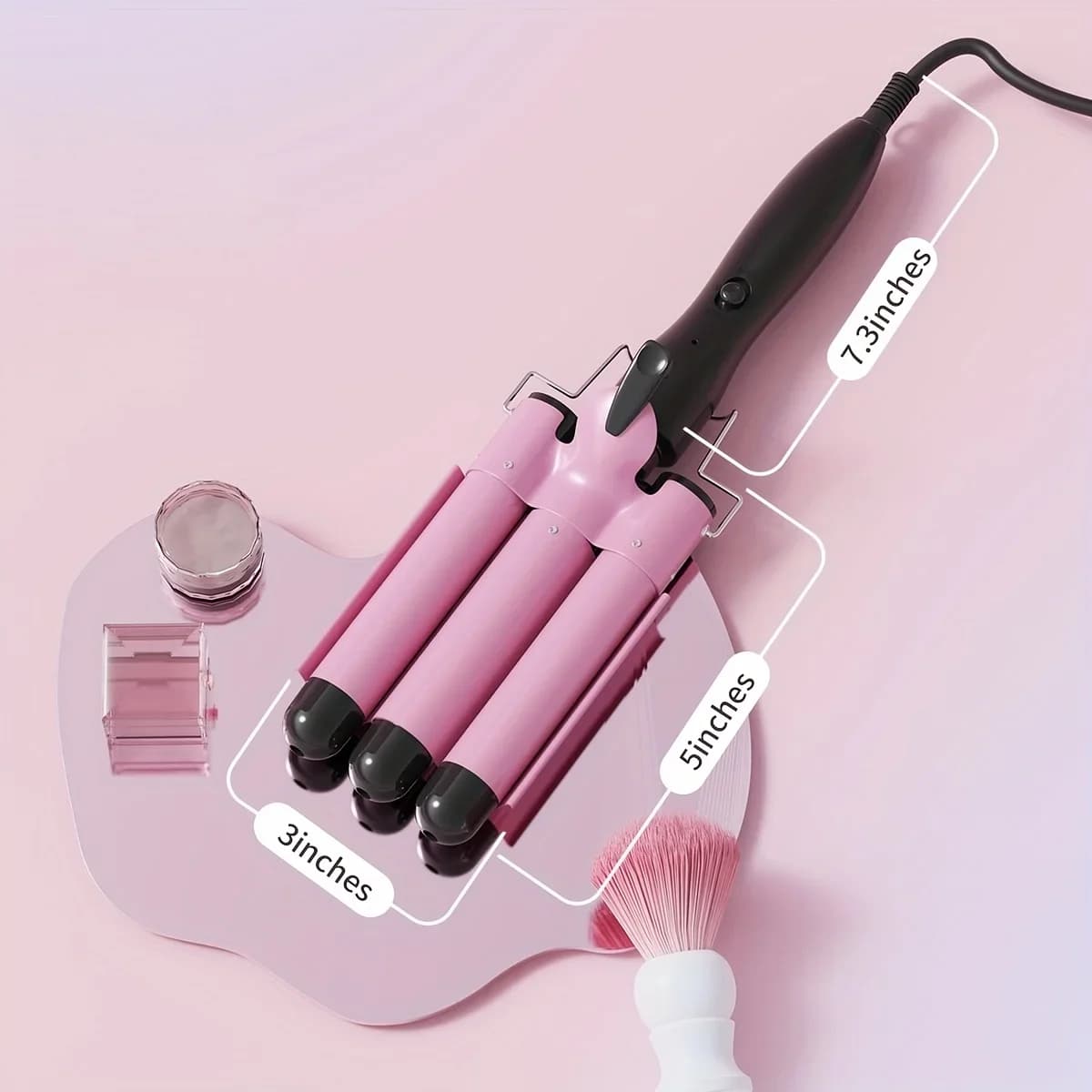 Eavalcro 3 Barrel Curling Iron Hair Ceramic 1 Inch Curler WandCrimper: Aleath Dual Voltage Adjustable Temperature