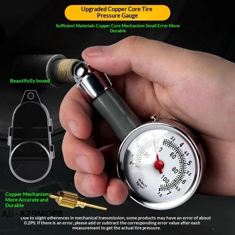 Manometro per Pneumatici Auto in Acciaio Inox, Misuratore di Pressione ad Alta Precisione, Strumento di Riparazione per Pneumatici Meccanici