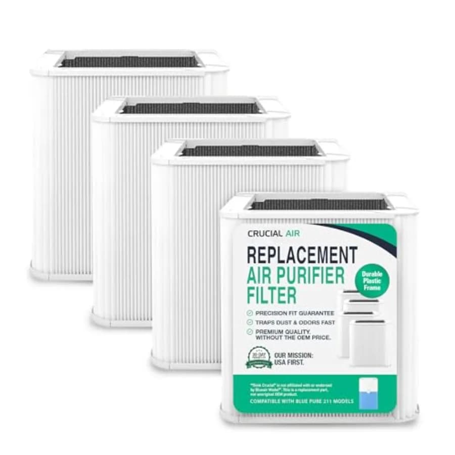 Filtri di ricambio per purificatori d'aria Blue Pure 211+ e 211 Plus: filtri per particelle e carbonio, design pieghevole, confezione da 4.