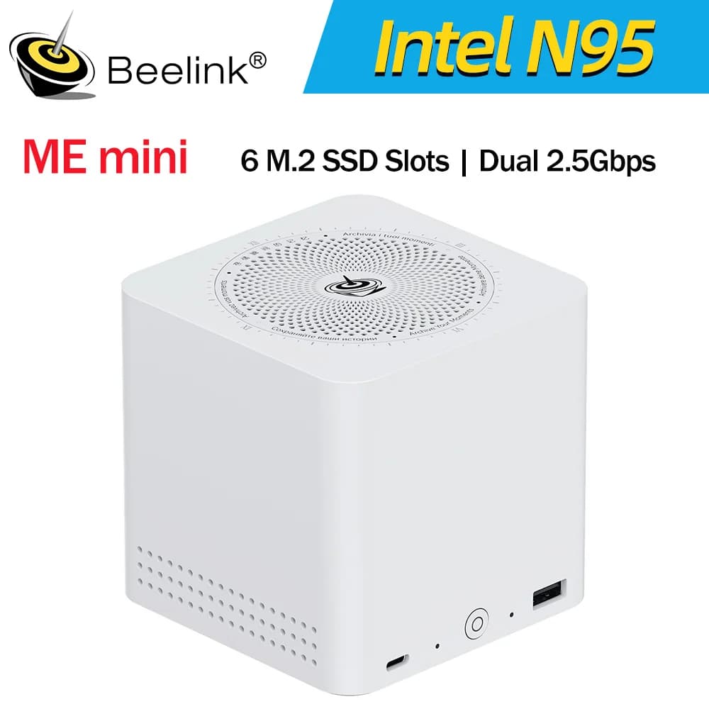 2025 Beelink ME Mini Intel Alder Lake N95 LPDDR5 12GB RAM 1T SSD WiFi6 BT5.2 4K Dual Lan archiviazione di rete domestica nas mini host