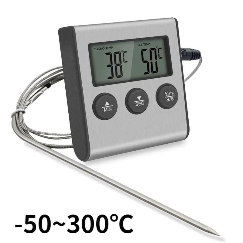 Wireless Digital Food Thermometer with Remote for Kitchen Oven BBQ Grill - Manual Set Temperature Probe Meat Timer