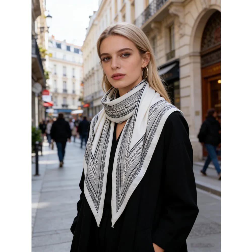 Una tendenza della moda: sciarpa quadrata triangolare a righe in stile giapponese e coreano, scialle, fresca e traspirante, protezione solare portatile.