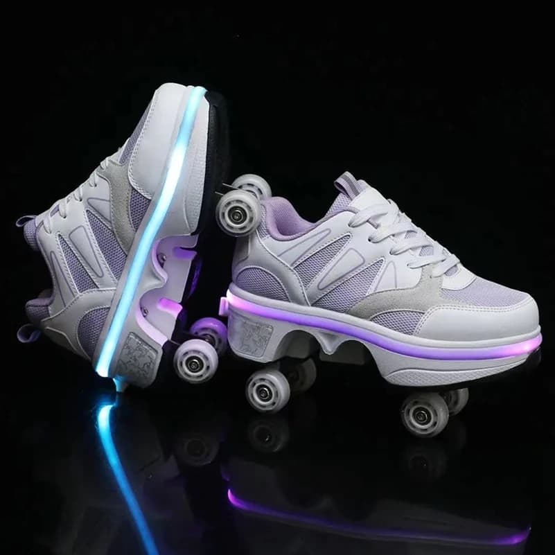 Pattini a rotelle per deformazione per bambini scarpe a 4 ruote Parkour Sport Roller Shoes bambini ragazze ragazzi pattini a rotelle Sneakers per adulti Unisex