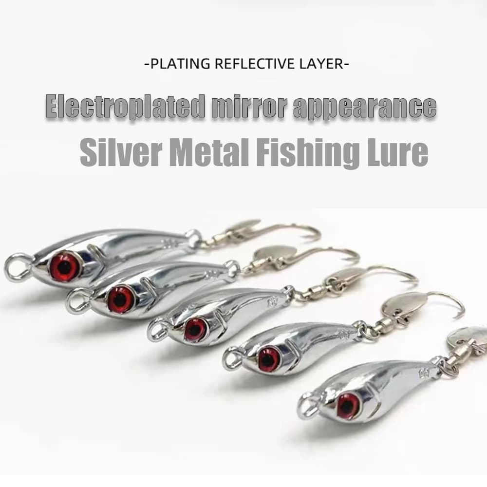 5g-30g Argento Metallo Richiamo di Pesca Metallo Jigging Esche Spigola Sgombro Snapper Cast Bass Luccio Trou Esca Attrezzatura da pesca in mare