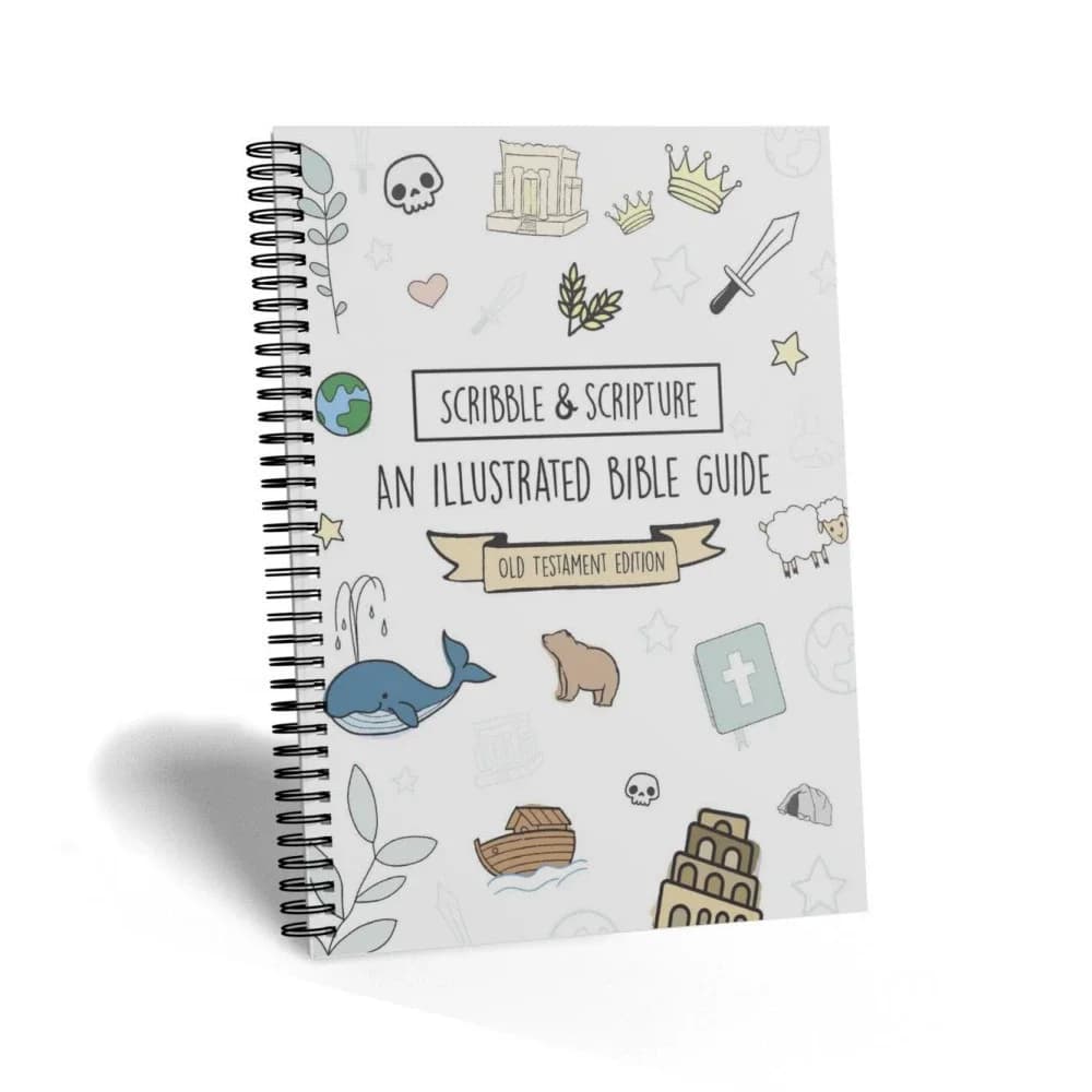 Scribble & Scritture La Bibbia ha realizzato semplice: un taccuino illustrato con guida biblica con rilegatura a spirale con illustrazioni ispiratrici