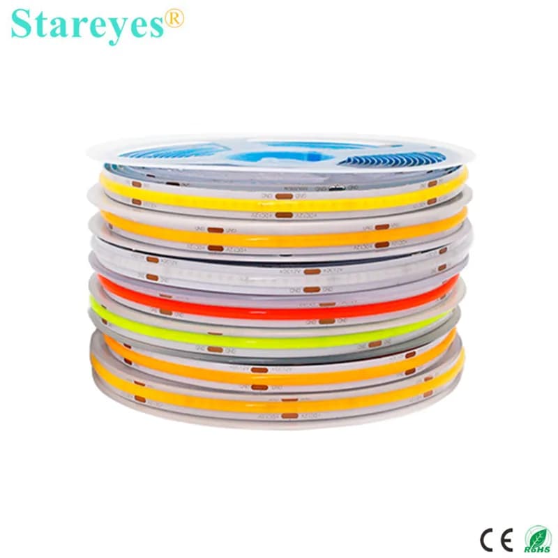 COB LED Strip Light 320 480 LED/m DC12V DC24V High Density Flexible FCOB Led Light Ra80 Ra90 LED Tape Rope Linear Dimmable