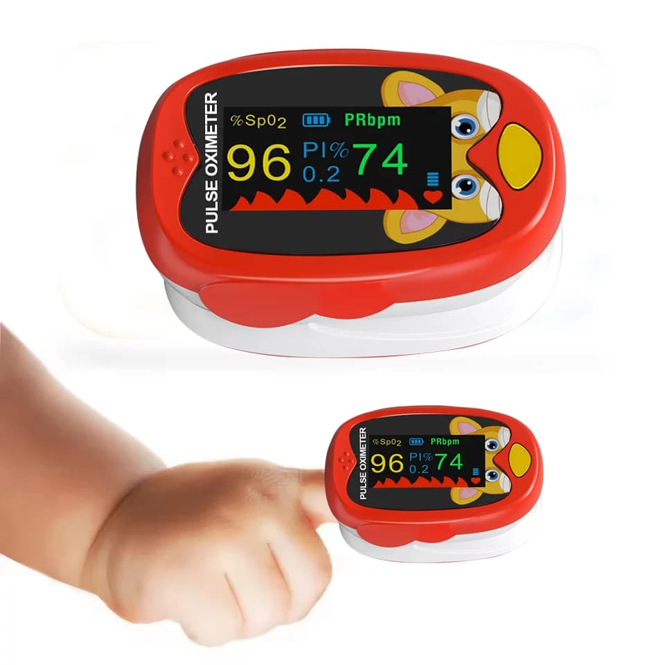 Rechargeable finger pulse oximeter for children - Display TFT SpO2 and cardiofrequencymeter for children, portable blood oxygen saturation meter