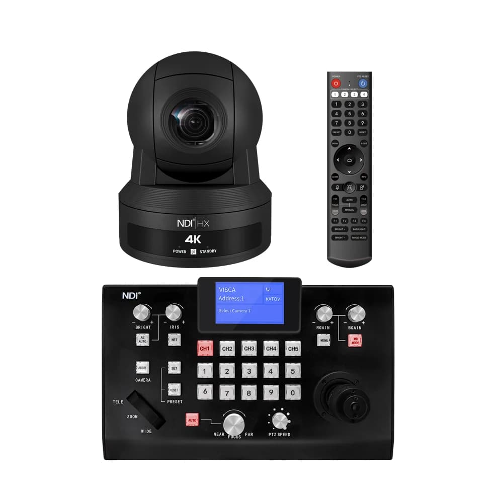 PTZ 4K NDI Camera for Videoconferences with Zoom 12x, Direct Streaming and Broadcasting System, HD Webcam with Autofocus for Indoor Meetings
