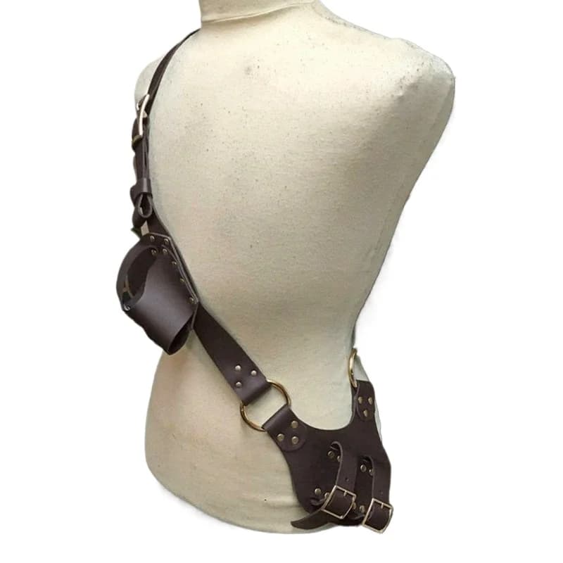 Tracolla medievale Spada Rack Fodero Rana Abito in pelle da uomo Attrezzatura Cavaliere Abbigliamento Anello spada Cintura Fondina Accessorio
