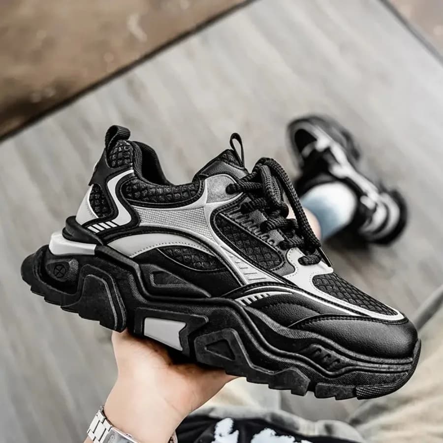 Nuove Scarpe da Uomo con Suola Morbida e Piattaforma, Traspiranti in Mesh, con Rialzo Interno e Suole Spesse