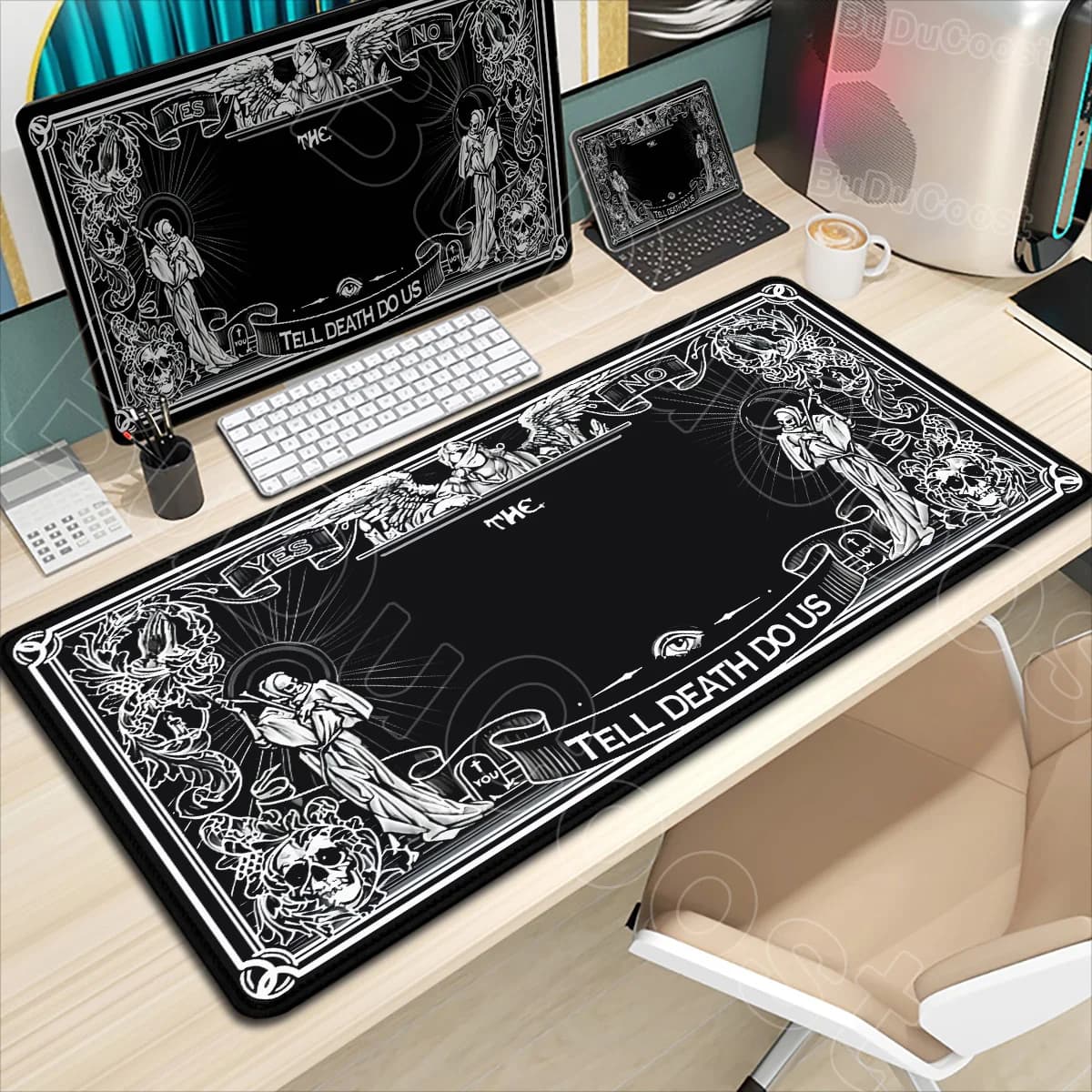 Tappetino per mouse da gioco gotico fantasma misterioso di grandi dimensioni Accessori da tavolo in gomma antiscivolo nera Tappetino per mouse Tappeto Organizzatore da scrivania Tappetino da gioco