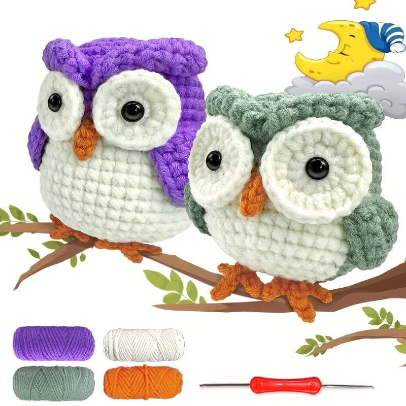 Kit animale all'uncinetto fai-da-te con aghi per filati per maglieria a mano, bambola di peluche facile per iniziare, include un pacchetto di materiali non finiti