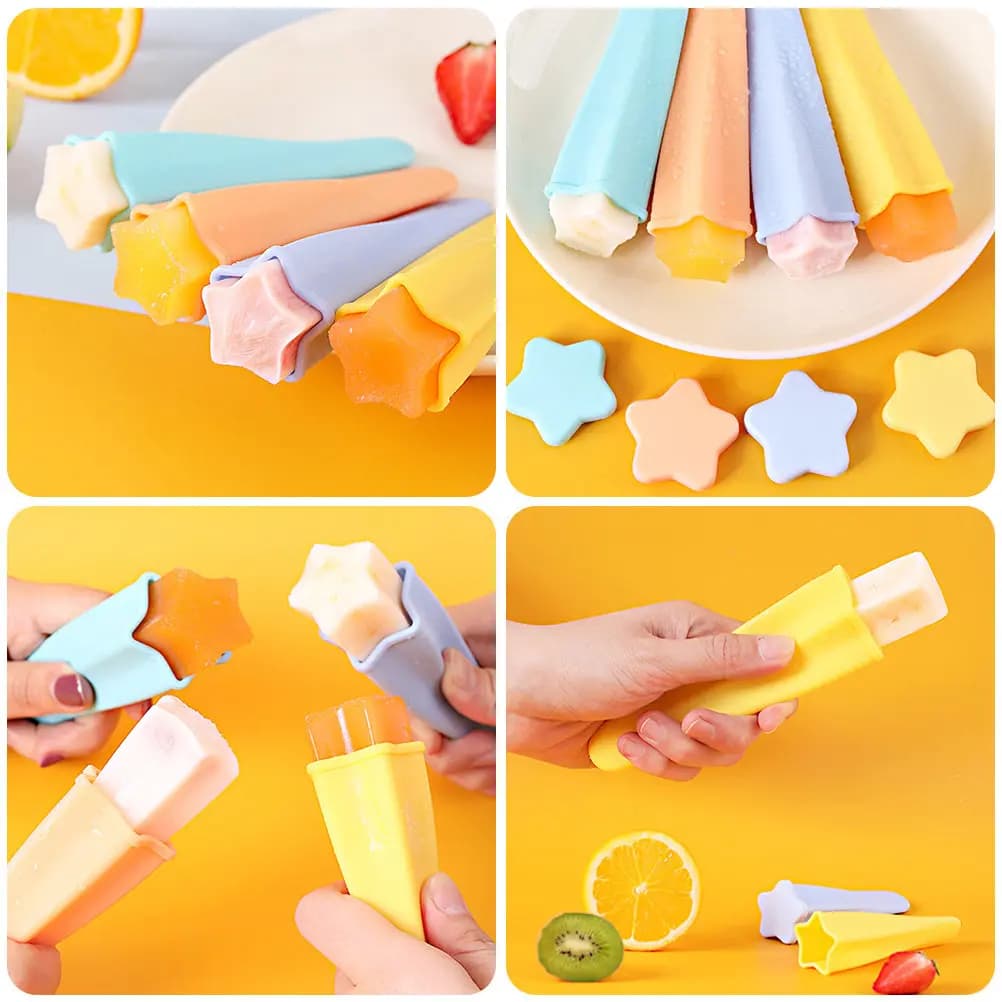 Stampo per gelato in silicone da 4 pezzi, riutilizzabile, facile da pulire, senza odori, per preparare ghiaccioli fai da te, per dolcetti estivi, strumento da cucina e bar