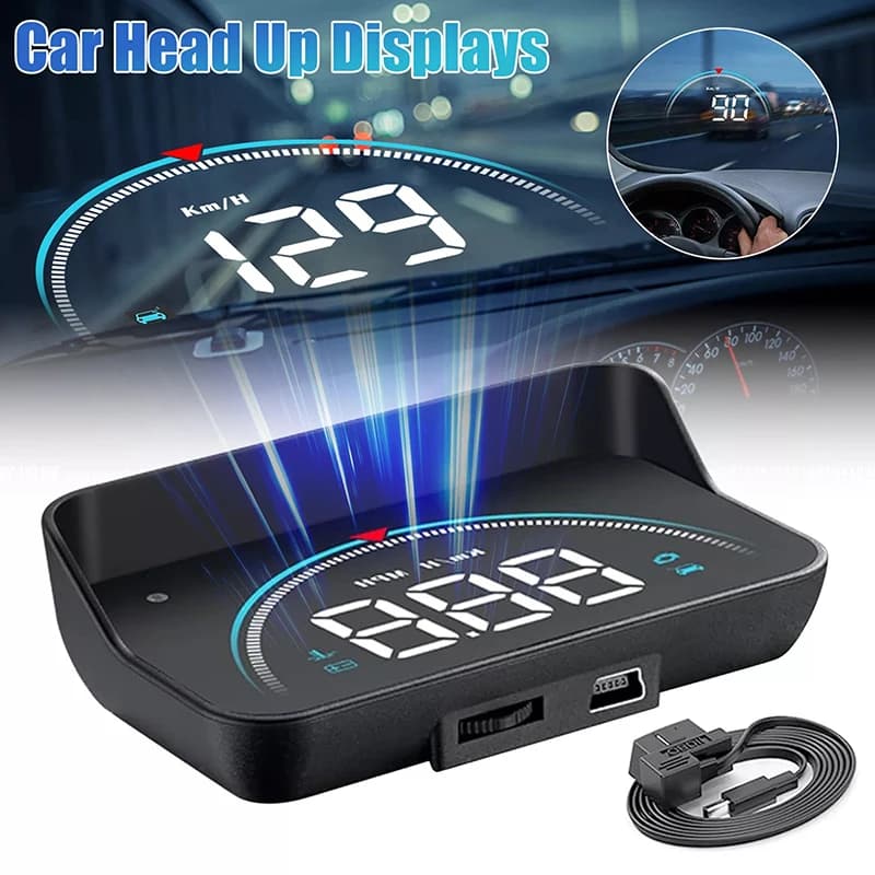 M8 Car HUD Head Up Display OBD2 Overspeed Warning Auto Electronic Water Temperature LED Digital Projector Windshield-New