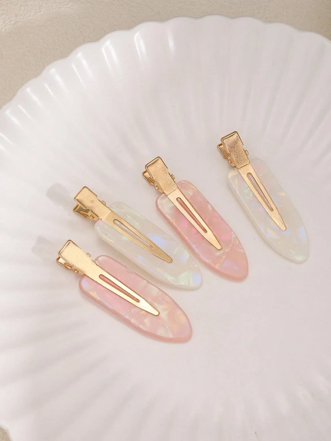 4 fermagli per capelli in stile sirena rosa e bianco per donna, accessori per capelli eleganti e casual