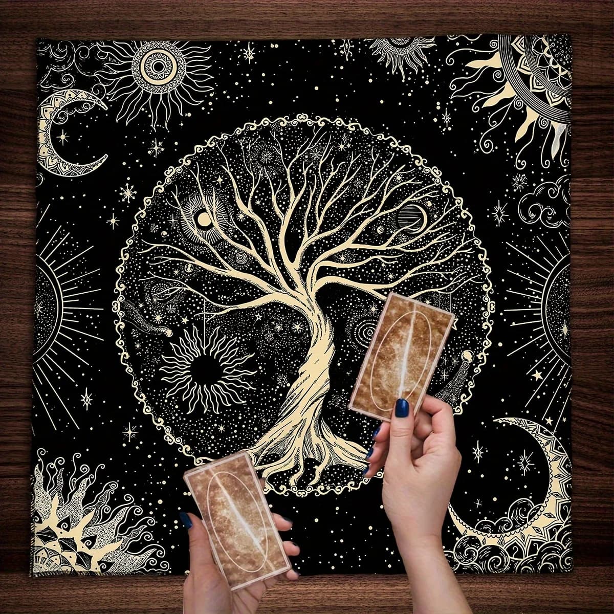 VIKAMA Tarocchi Carta Tovaglia Albero della Vita Tarocchi Divinazione Panno Altare Decorazione della stanza Tappetino per Divinazione Decorazione della casa