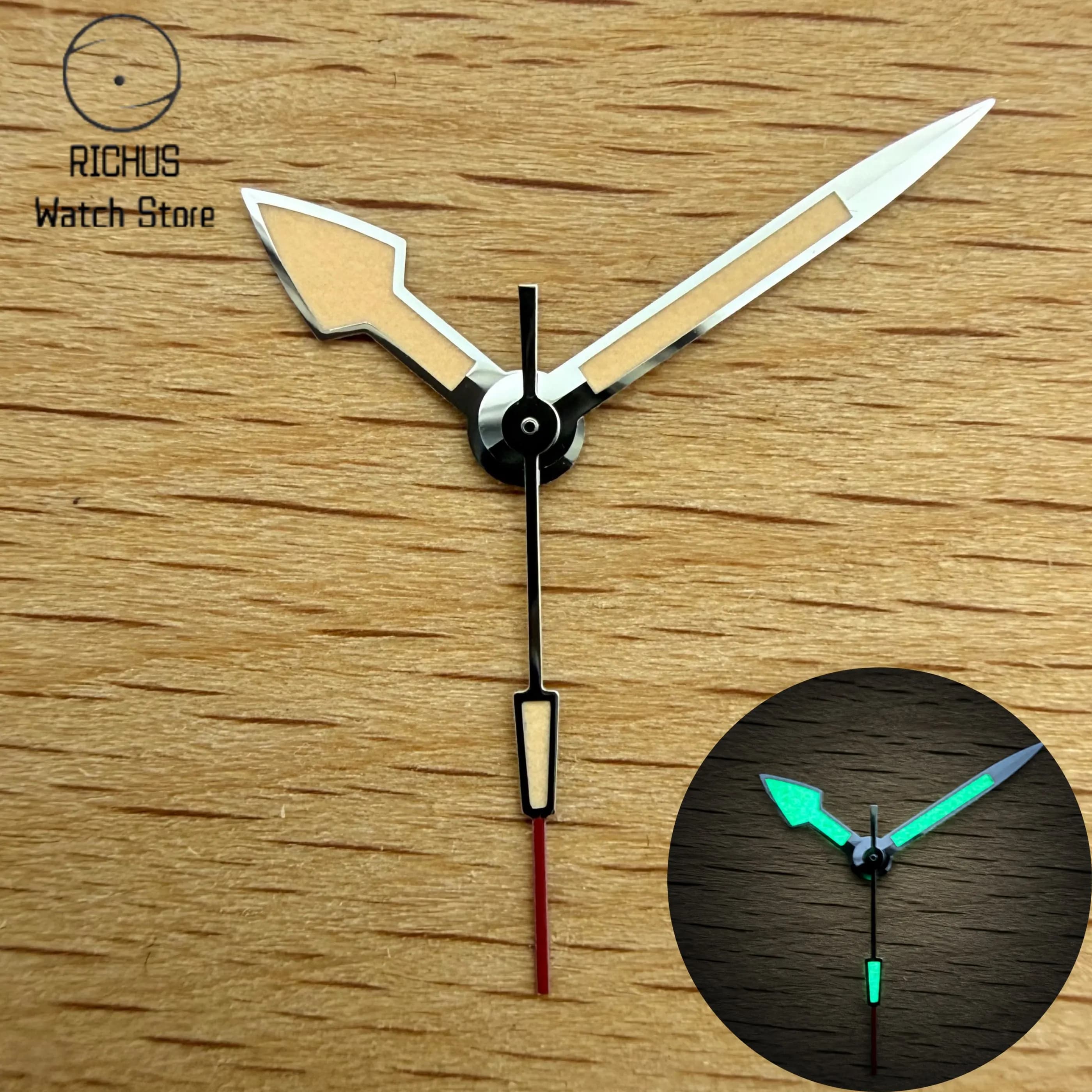 High Quality VH31 Green Luminous Silver Arrow Watch Hands with Red Second Hand Quartz Movement Repair Parts Fit for VH31