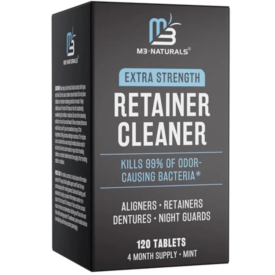 Retainer Cleanser Tablets Invisalign Cleaner, Removes Odors Discoloration Stains and Plaque 4 Month Supply Denture Cleansers Re