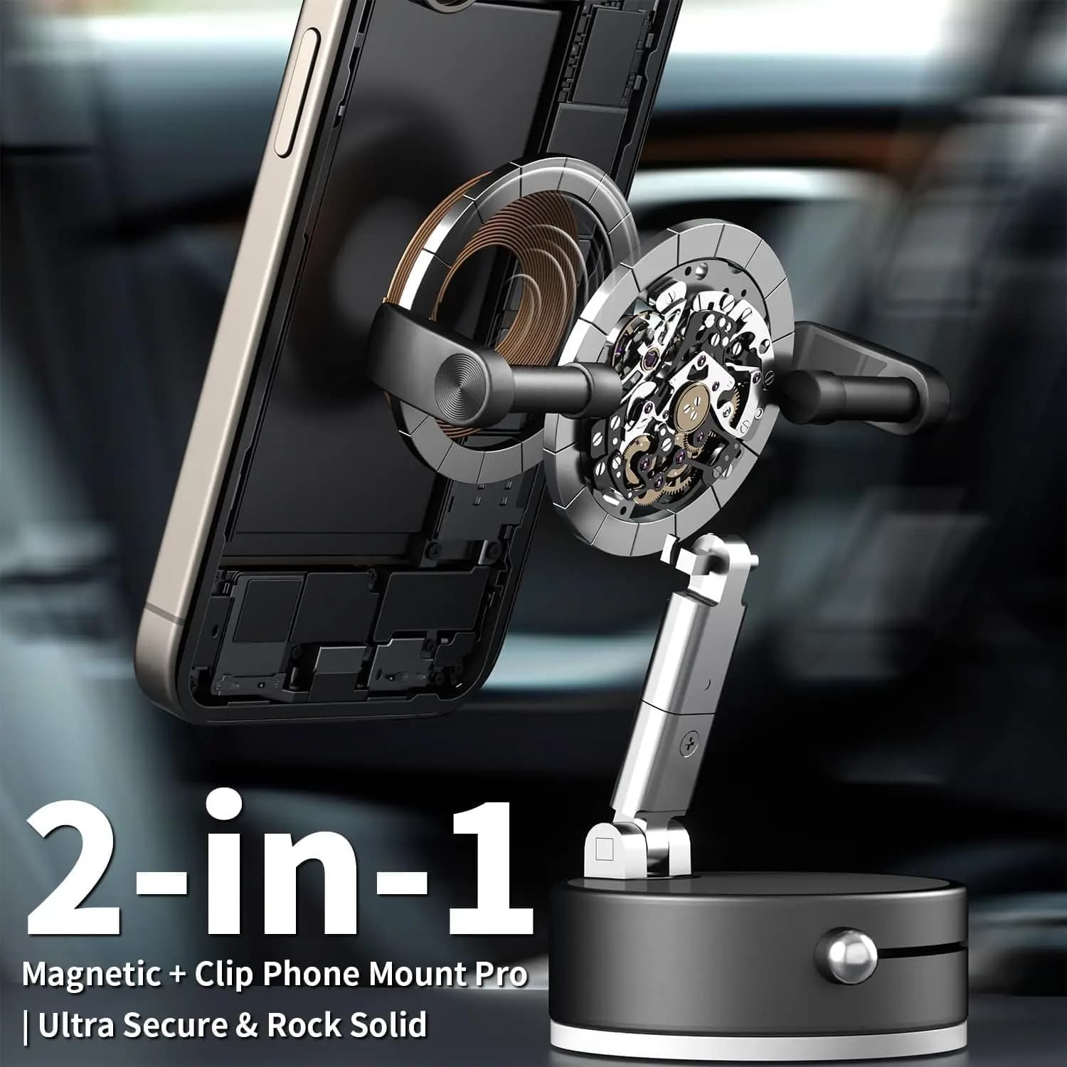 Supporto magnetico pieghevole per telefono con ventosa magnetica per auto, supporto magnetico e supporto di bloccaggio per riparazione auto/palestra/supporto per specchio