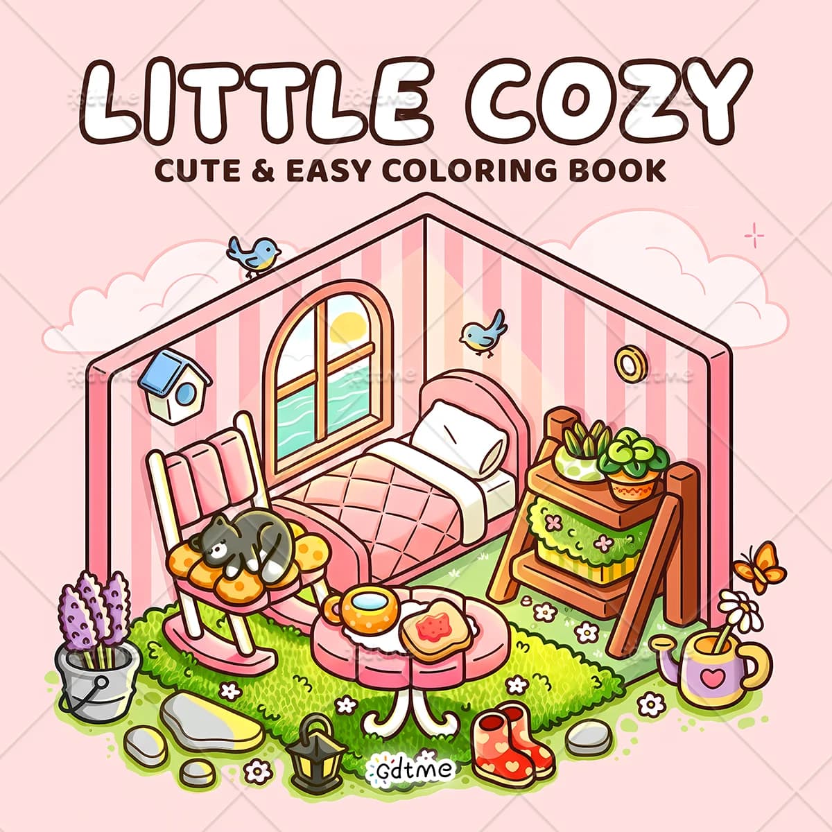LITTLE COZY Bold-easy Patterns Coloring Book for Adults Cute Drawing Book Perfect Gift for Party and Birthday