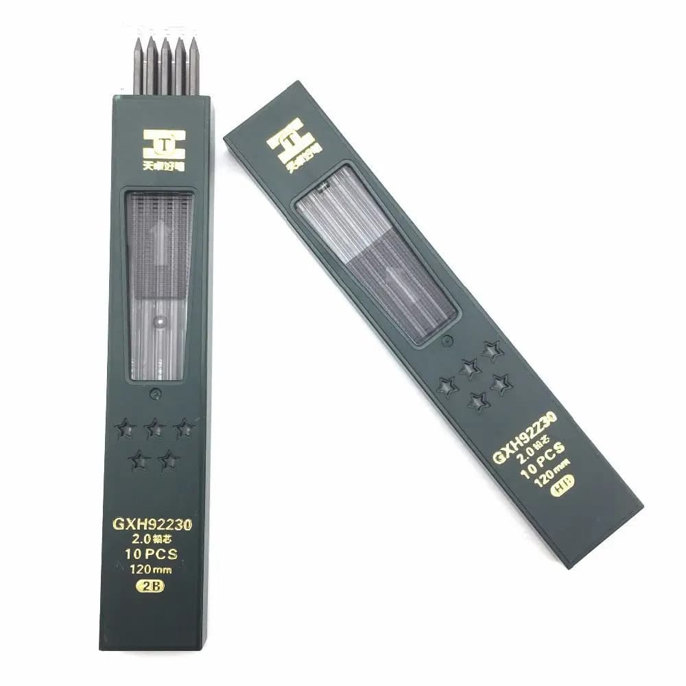 10pcs/box 2mm 2B Black 2.0mm Mechanical Pencil Lead Refill 120mm