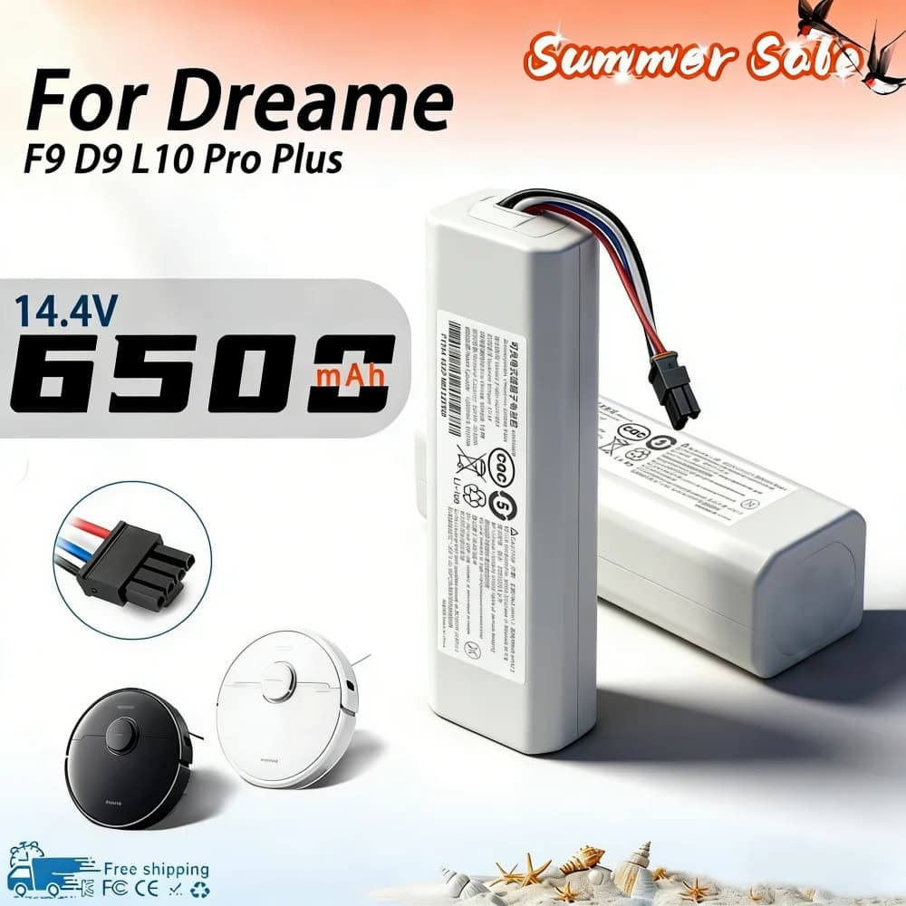 Replacement Battery 14.4V 6500mAh for Dreame F9 D9 L10 Z10 Pro Plus MAX RLS3 RLS5 RLS5L RLS5D P2008-4S2P-MMBK