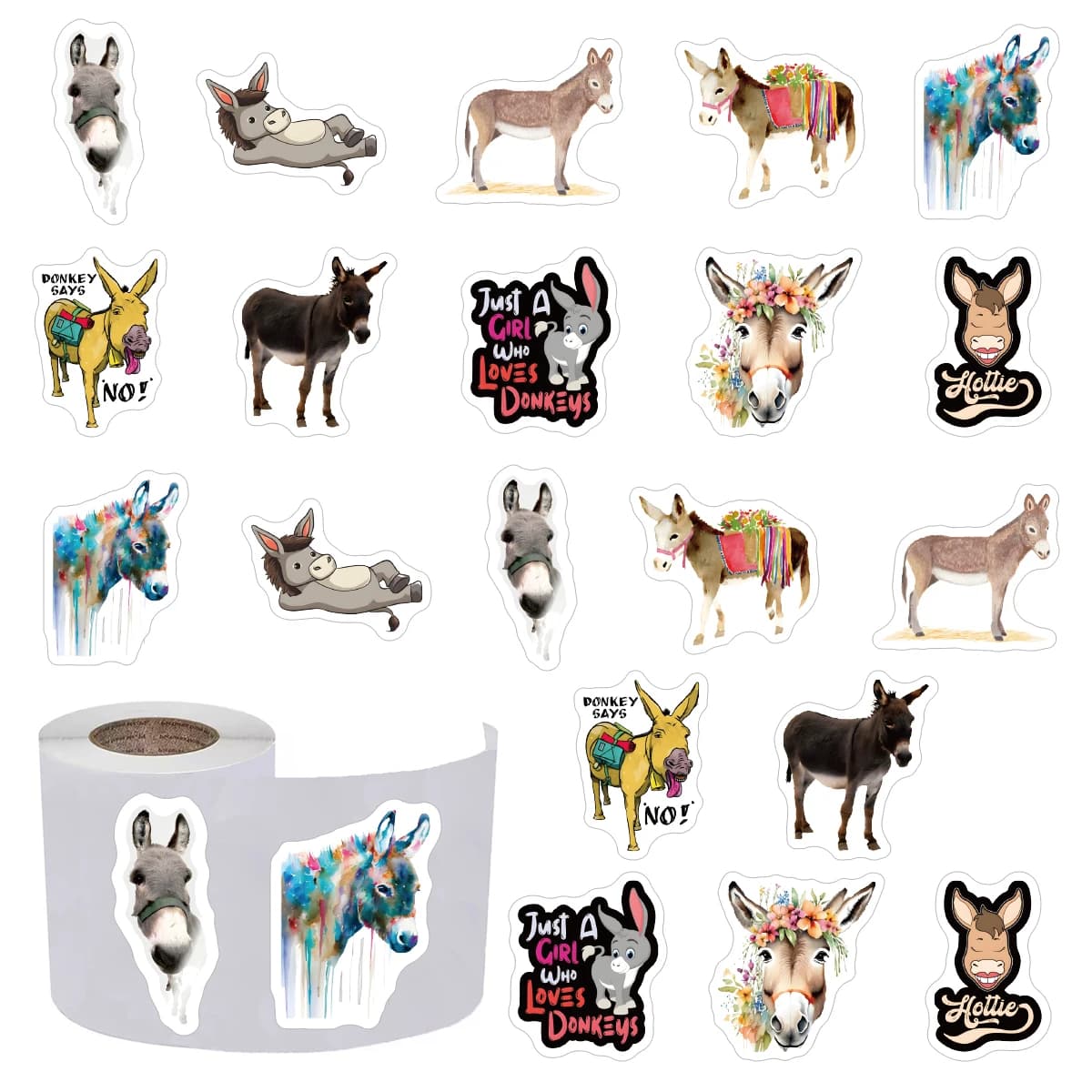 500 adesivi con animali dei cartoni animati (etichette da 1 pollice/10 modelli) per custodie per telefoni, laptop, notebook, valigie, adesivi estetici fai da te