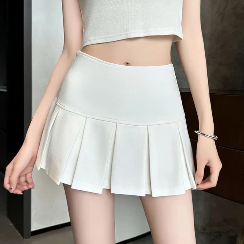 Summer Lady Fashion Thin Wrap Hip Skirts Female Solid Color High Waist Pleated Skirts Women Korean Classic A-line Short Dress