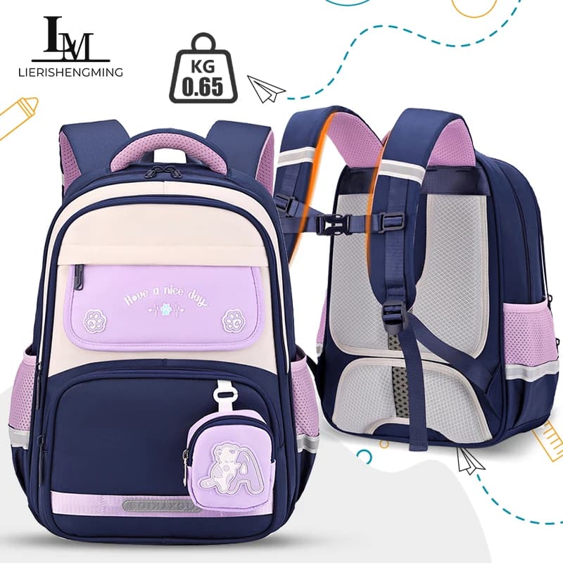 Ritorno a scuola Zaino per la scuola primaria Studente Ragazzi Bookbag Ragazze Cartoon Borsa da scuola per bambini Leggero protezione della colonna vertebrale
