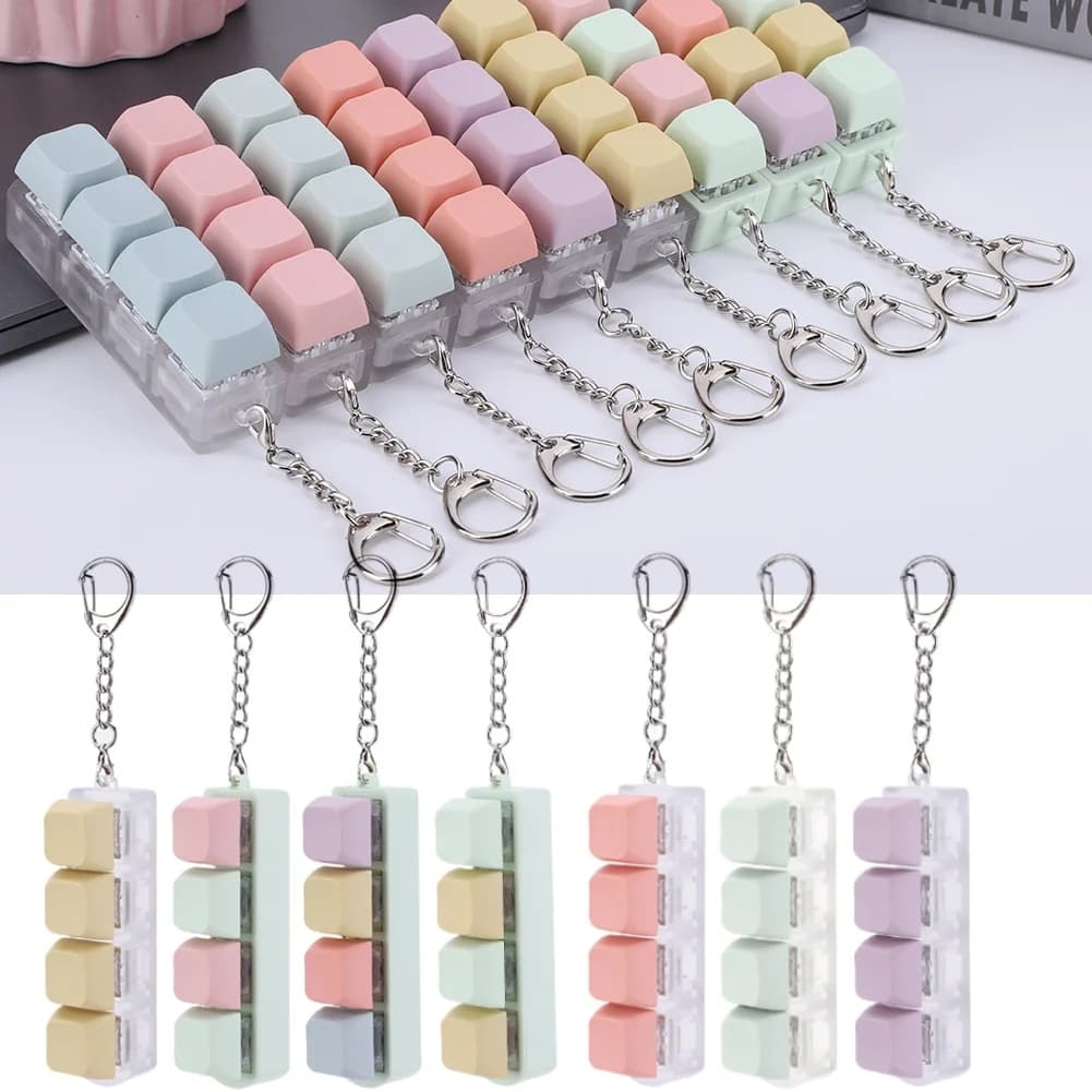 Tester dell'asse della tastiera meccanica a 4 tasti copritasti fai da te giocattolo antistress dito calmante Fidget Keyborad Button portachiavi giocattolo per ufficio