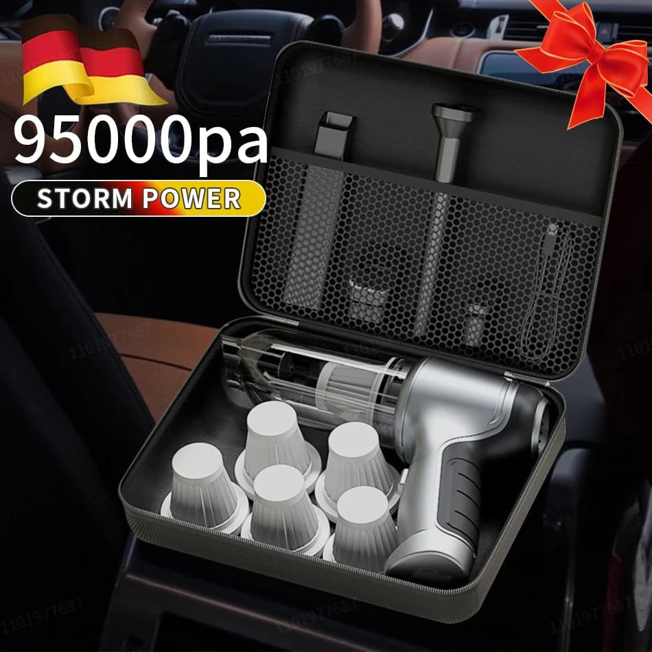 Aspirapolvere portatile senza fili 95000Pa Aspirapolvere per auto Mini tenuto in mano per la pulizia della tastiera del desktop domestico dell'auto
