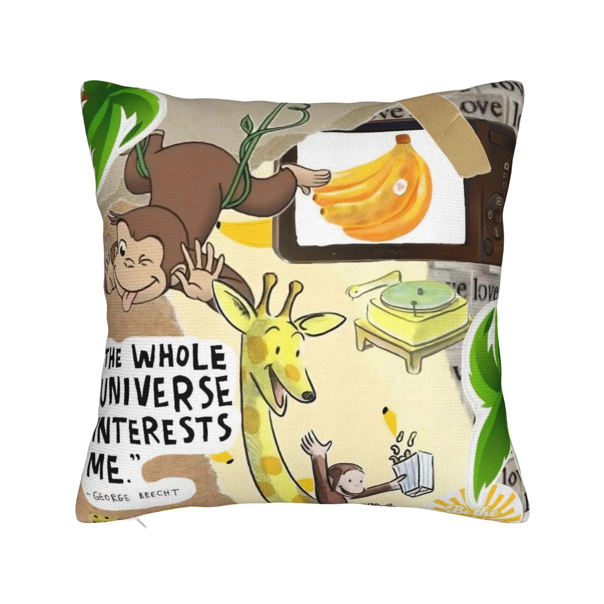 Decorative Pillowcase Curious George African Monkey Product Bed Pillow Case Cover Zipper Multi Size