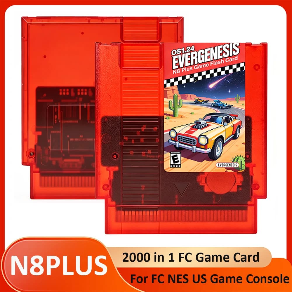 N8PLUS OS V1.24 Scheda Flash FC NES 2000 in 1 con Scheda TF da 4GB, Collezione di Videogiochi Classici a 8 Bit per Console Family Computer US