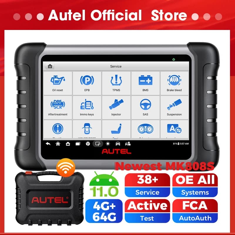 Autel MK808S Pro Strumento scanner diagnostico per auto Test attivo Codifica chiave FCA Autoauth Android 11 Aggiornato di MK808
