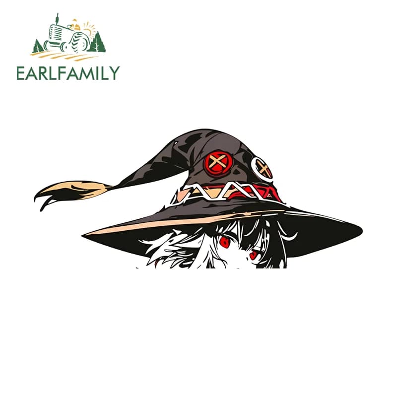EARLFAMILY Fanart Megumin Peeker Car Truck Decalcomania Adaorable Cartoon Decoration Practice waterproof decoration for electric bicycle helmet