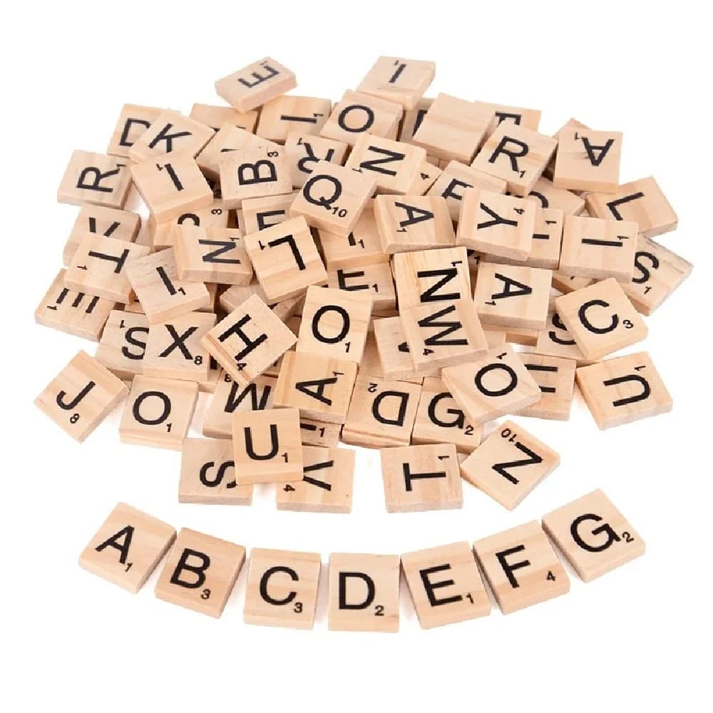 100Pcs Wooden Alphabet Tiles Craft Kit - DIY Letter Blocks for Home Wedding Party Christmas Decor Educational Toy