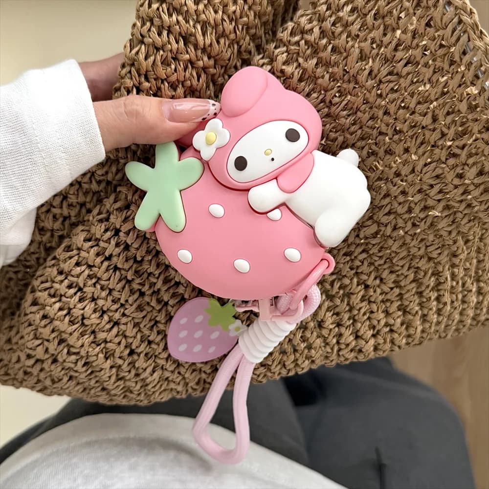 Custodia Protettiva Antiurto in Silicone 3D a Forma di Fragola Rosa Melody per Apple Airpods 2 3 4 Pro 3 Pro 2 4