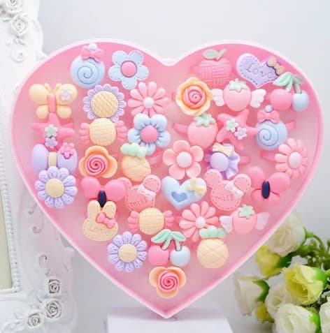 36Pcs Resin Cartoon Ring Set Flower Shape Adjustable Decorative Rings Multi Style Leisure Daily Matching Accessory Ornament