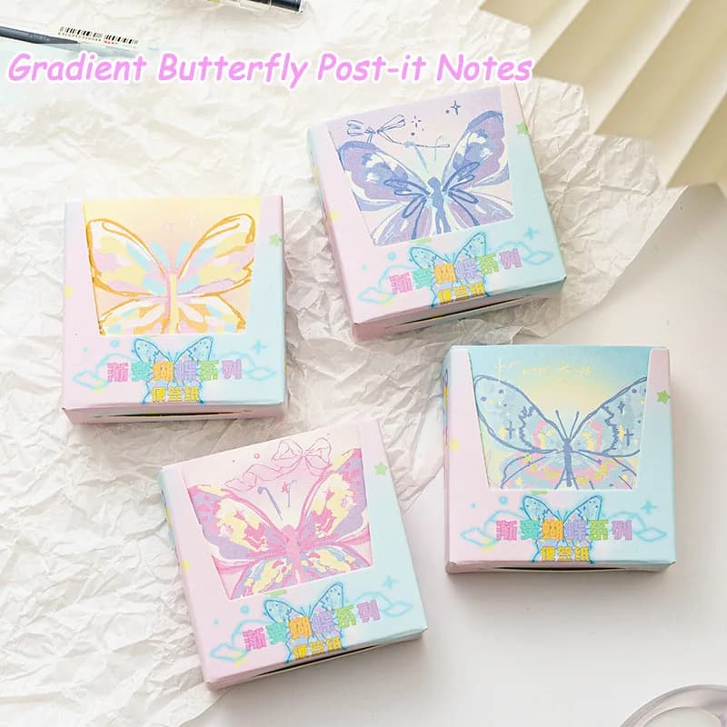 Ins style gradient butterfly note paper box origami student creative DIY manual account material girl heart