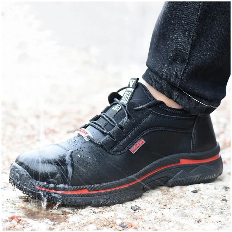 Scarpe antinfortunistiche da uomo in pelle naturale con puntale in acciaio, isolanti, per lavoro all'aperto, stivali protettivi, sneakers sicure