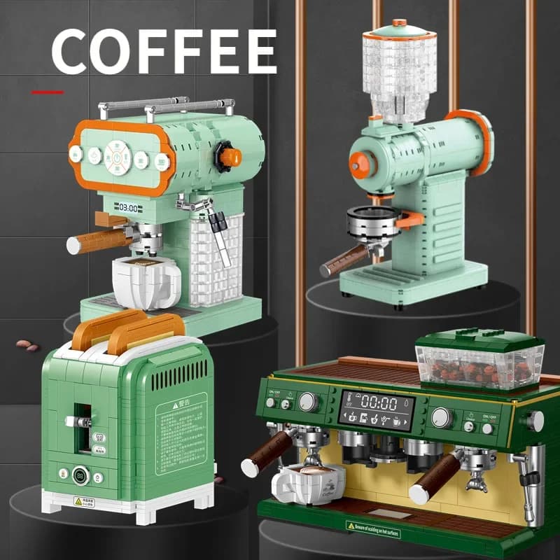 Macchina da caffè creativa classica Mini modello di diamante Building Blocks City Friend mattoni giocattoli per bambini regali per adulti
