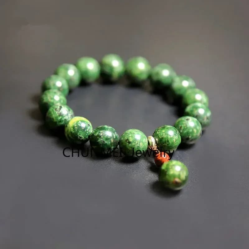 Bracciale Etnico in Giada Tibetana Naturale Wang Shi, Gioiello Unisex con Meteorite, Tesoro Tibetano