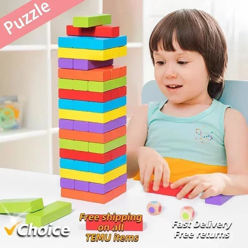 2Set costruire una torre e blocchi di disegno su un gioco da tavolo scacchiera Puzzle A blocchi solidi per bambini gioco da tavolo interattivo genitore-figlio