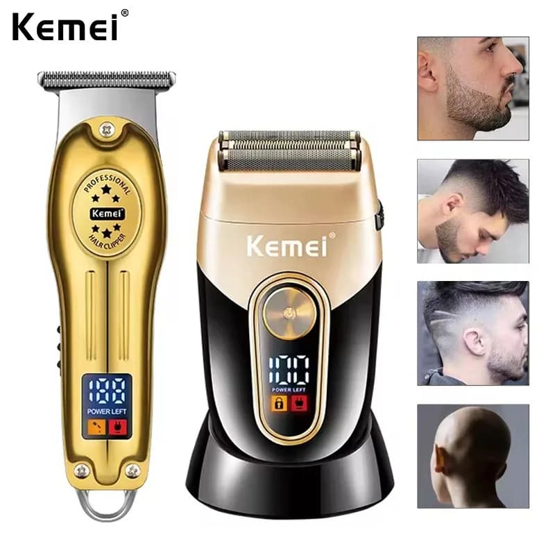 High Quality Kemei KM-678 Mini Electric Hair Clips KM-3209 Digital LCD Display Dry and Wet Shaving Bearing