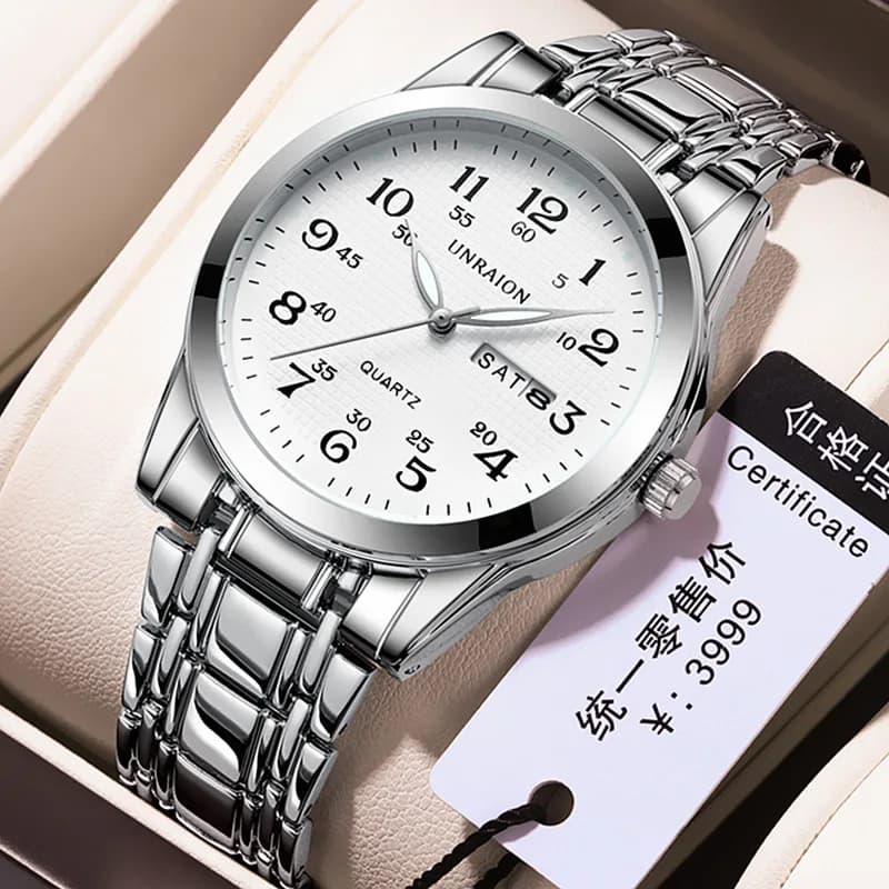 Orologio da uomo moda casual grande quadrante digitale orologio al quarzo doppio calendario luce notturna orologio da polso maschile impermeabile