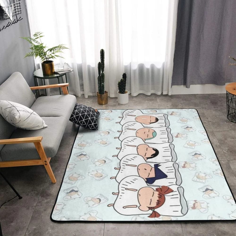 Tappetino in flanella Cartoon Crayon Shin-chan Hachiware Usagi, tappeto antiscivolo per bagno, cuscino per auto, morbido arredamento per soggiorno a tema cartoni animati