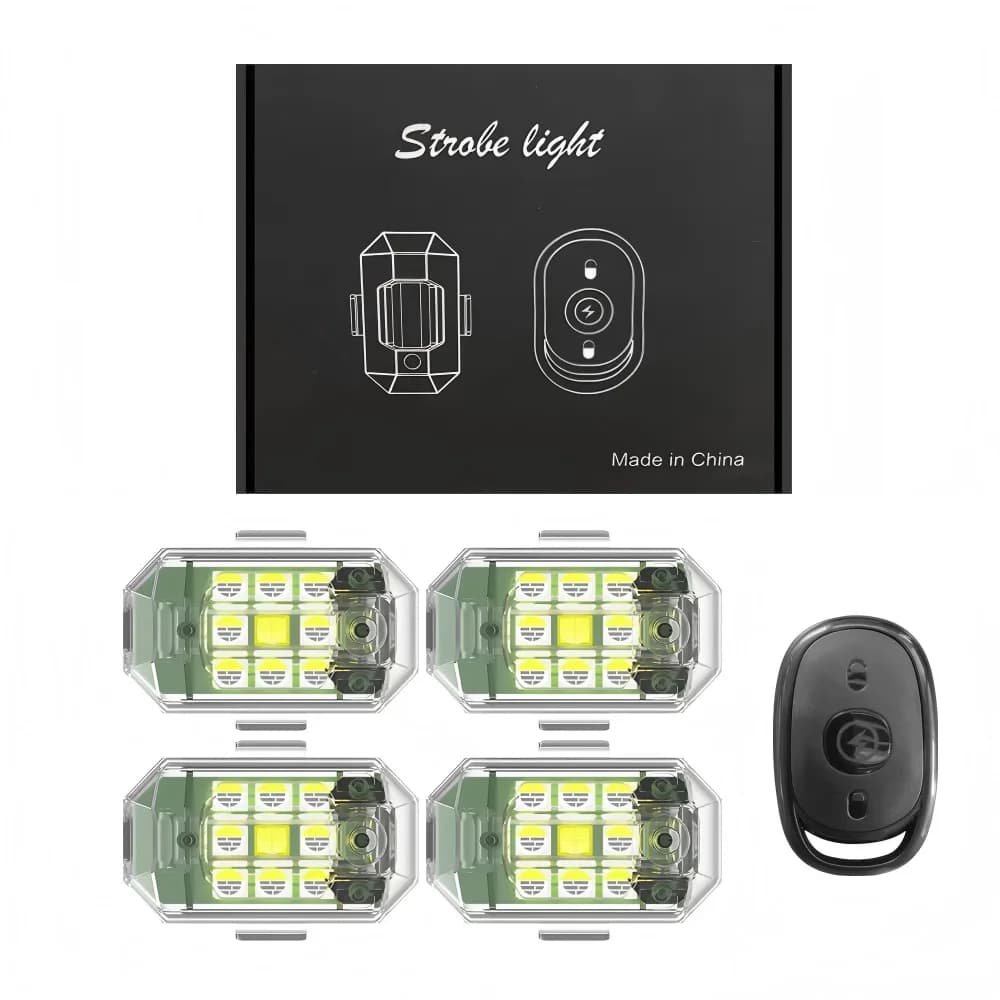 2PCS/4PCS Wireless LED Drone Strobe Light for Motorcycle Car Bike Remote Control Anti-collision Warning Light Signal Light