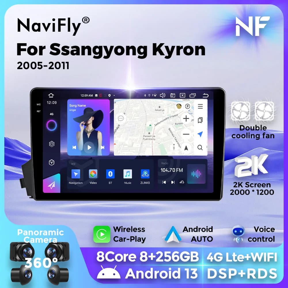 Autoradio 2Din Android Auto Multimedia Video Player per Ssangyong Actyon Kyron 2005-2011 navigazione GPS Carplay Stereo Head Unit